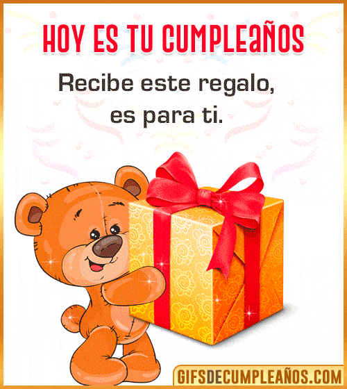 gif de cumpleanos peluche con regalo